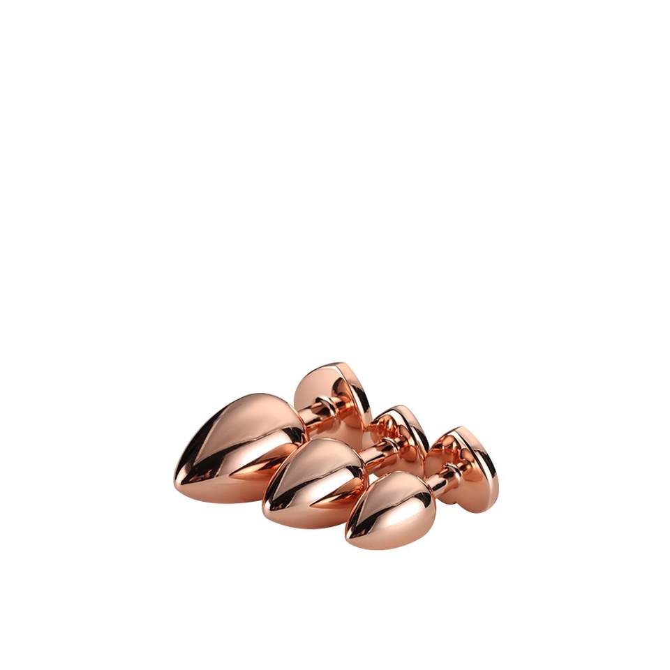 Zestaw trzech miedzianych korków analnych z kryształkiem  - w rozmiarze S/M/L