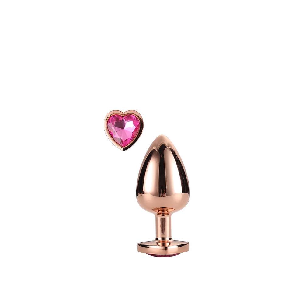 Miedziany korek analny z kryształkiem w kształcie serca: średnica 2,7cm (rozmiar S)