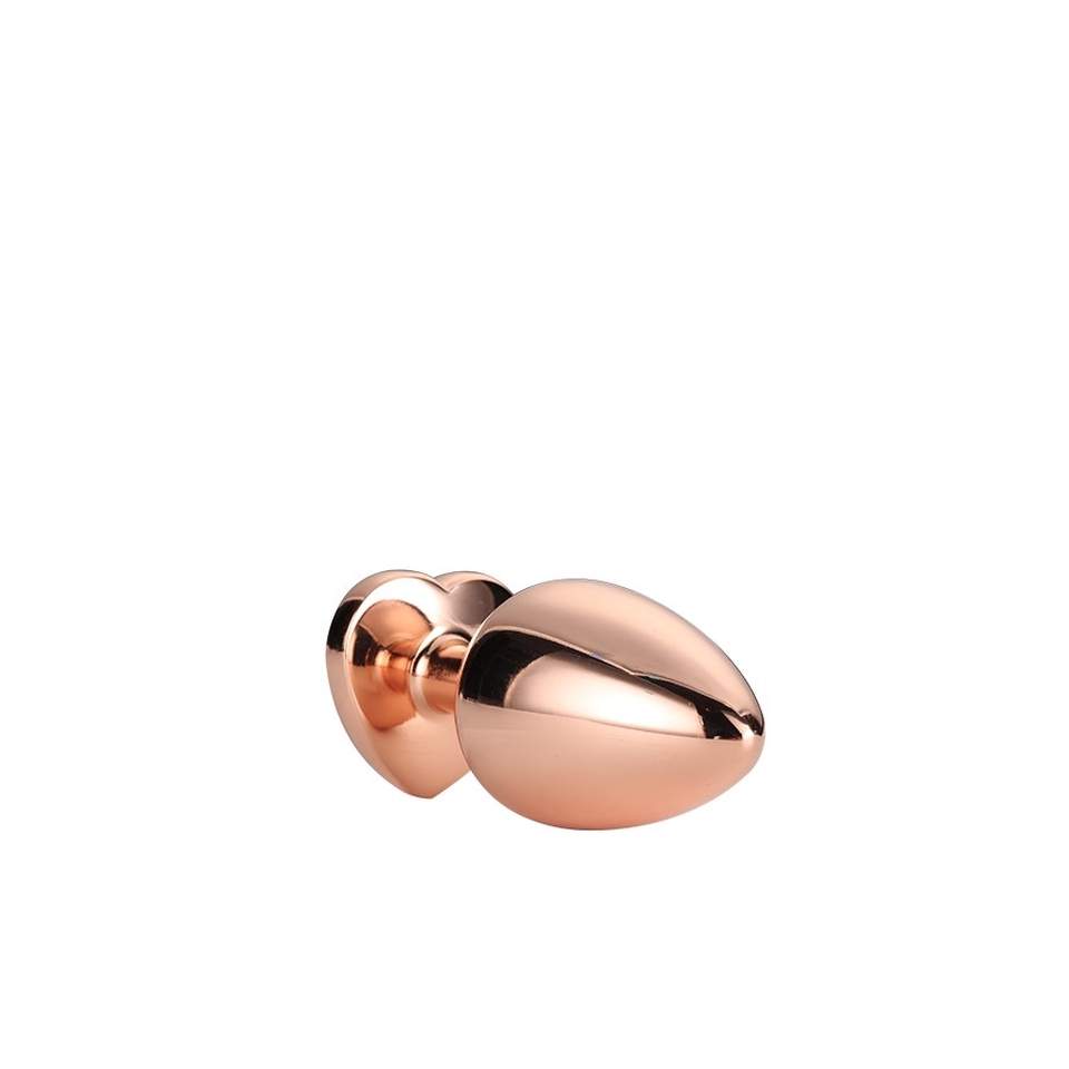 Miedziany korek analny z kryształkiem w kształcie serca: średnica 2,7cm (rozmiar S)