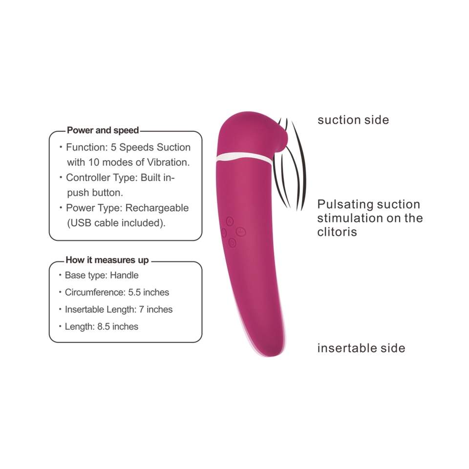 Stymulator łechtaczki i wibrator w jednym: subtelny ruch ssania z wibracjami, 22cm