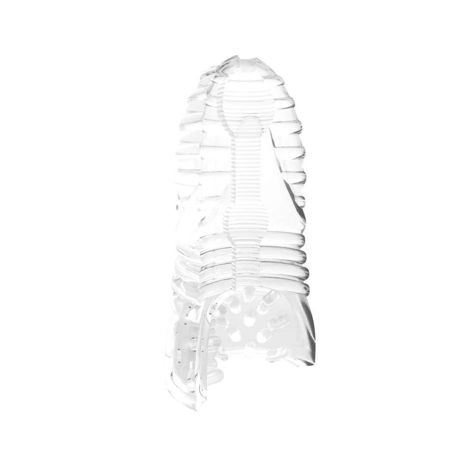 Przezroczysty masturbator z podwójnym otworem i wypustkami dla panów 