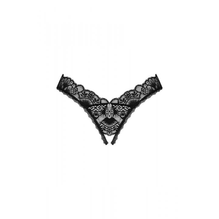 Czarne koronkowe stringi otwarte marki Obsessive Donna Dream