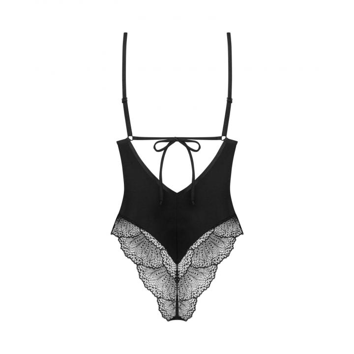 Eleganckie, czarne body z subtelnymi koronkowymi akcentami Obsessive Lobellis