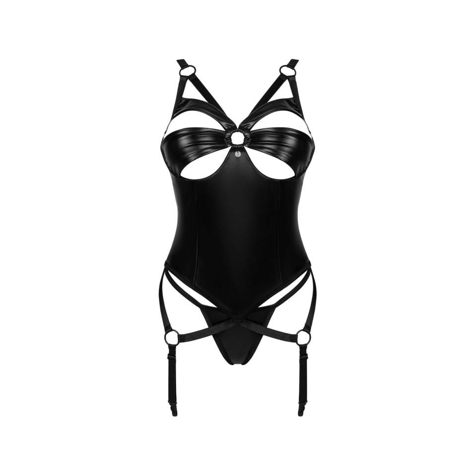 Czarny odważny i seksowny gorset + stringi marki Obsessive Armares