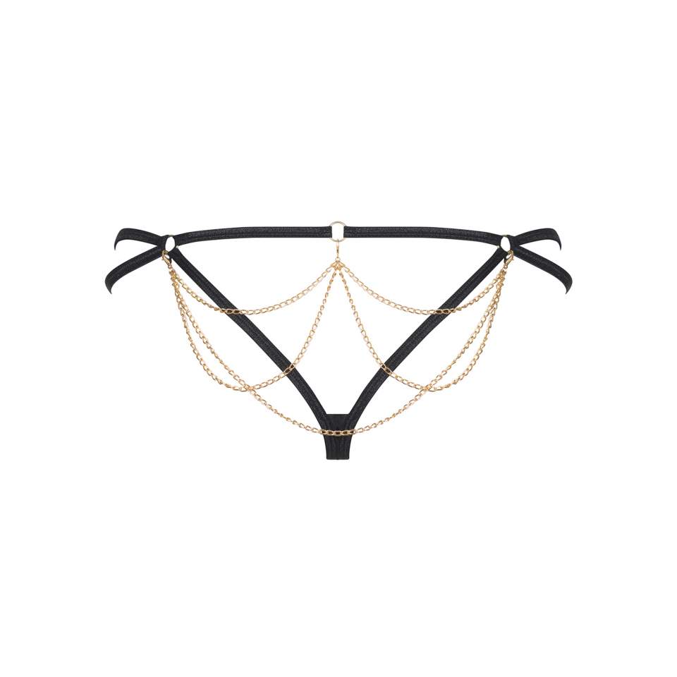 Czarne stringi z łańcuszkami Obsessive Pantheria
