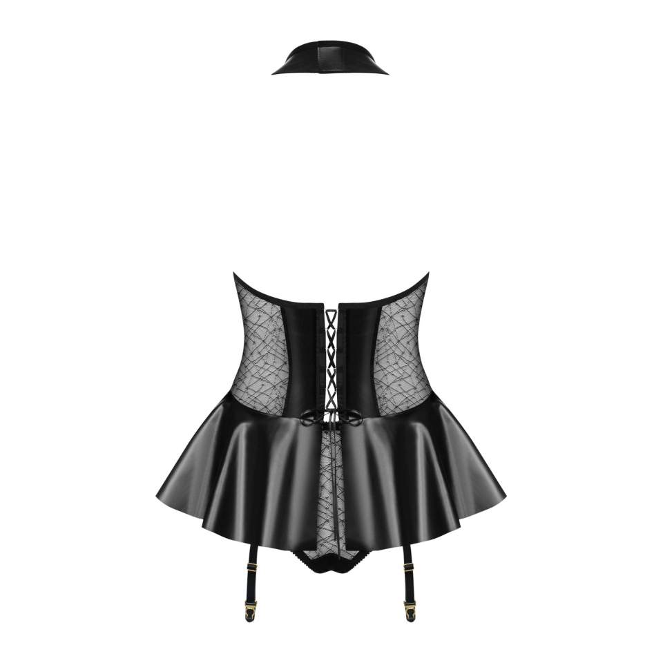 Czarny Gorset Obsessive 859-COR + stringi