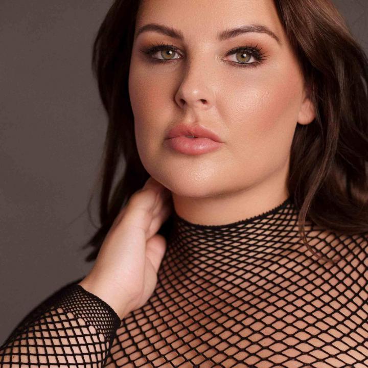 Elegancka siateczkowa sukienka z długim rękawem XL-4XL