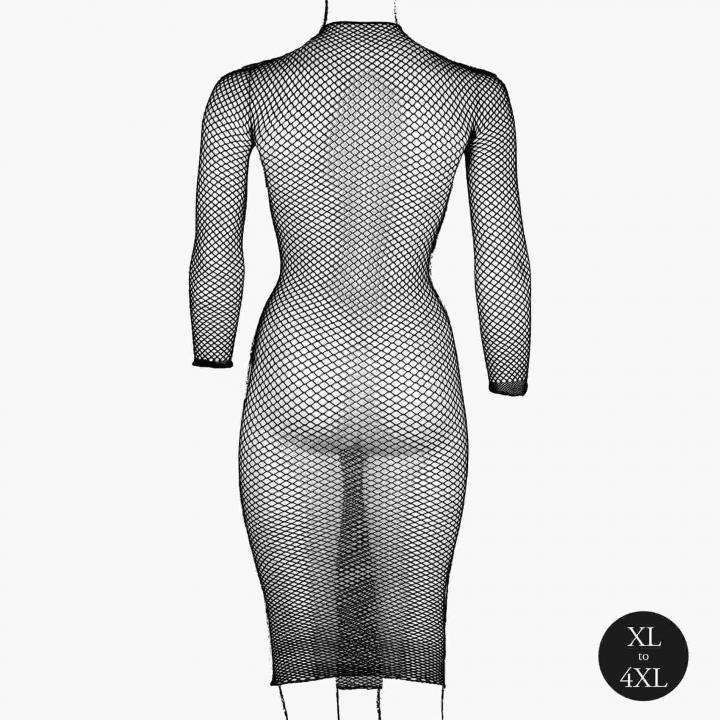 Elegancka siateczkowa sukienka z długim rękawem XL-4XL