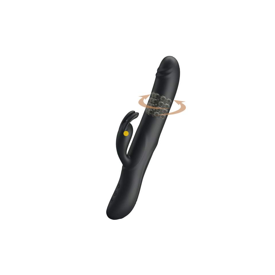 Czarny rotacyjny wibrator królik z silikonu – 25 cm