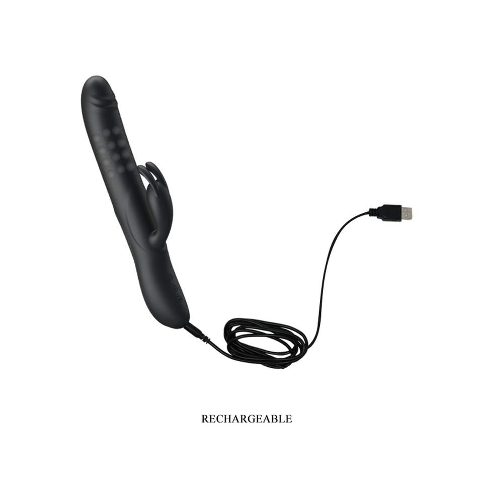 Czarny rotacyjny wibrator królik z silikonu – 25 cm