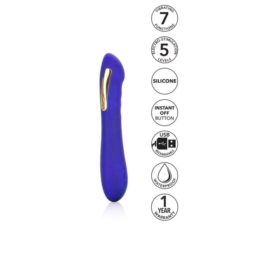 Niebieski silikonowy masażer do elektrostumulacji ładowany za pomocą USB