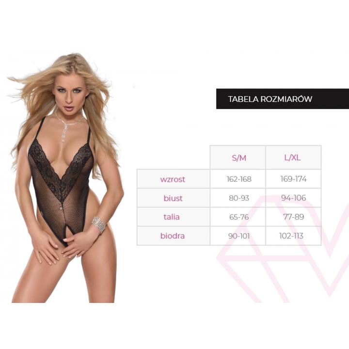 Seksowne i odważne czarne body z otwartym krokiem