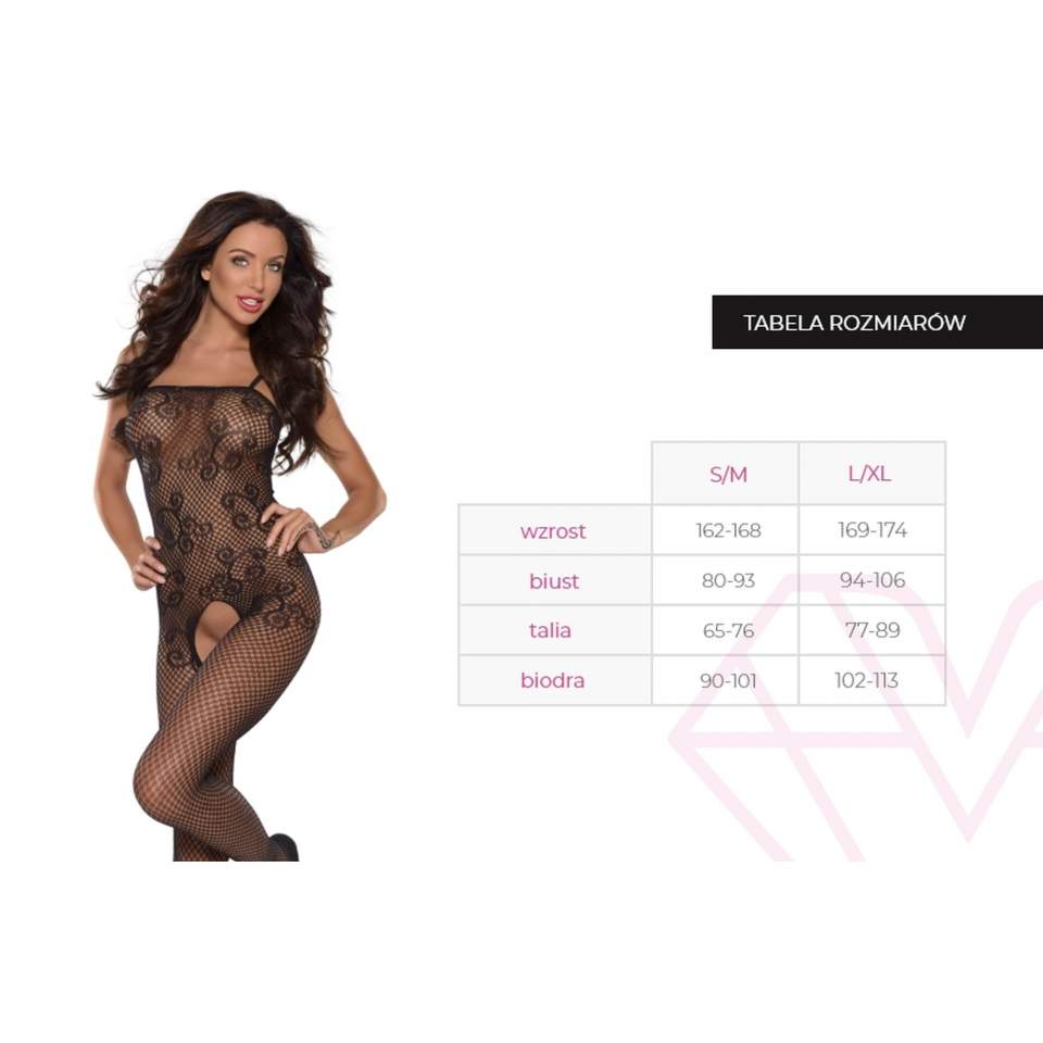 Czarny kostium siateczkowy z otwartym krojem i seksownym tyłem