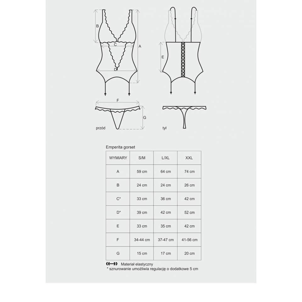 Gorset Obsessive Emperita w zestawie ze stringami