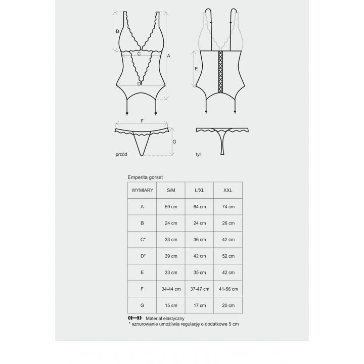 Gorset Obsessive Emperita w zestawie ze stringami