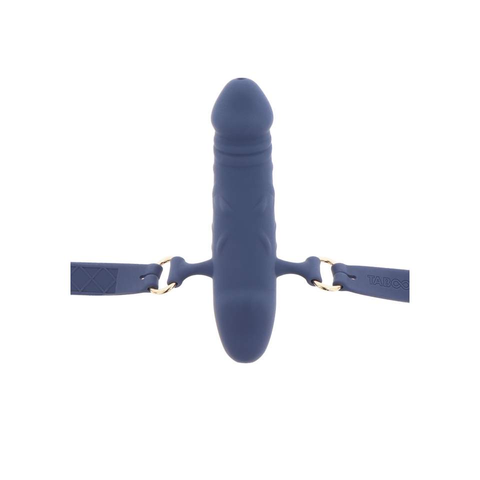 Silikonowy oddychający knebel w kształcie penisa - kolor niebieski