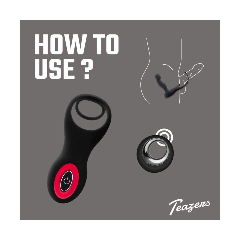 Wibrujący masażer prostaty z pierścieniem na penisa i jądra sterowany pilotem