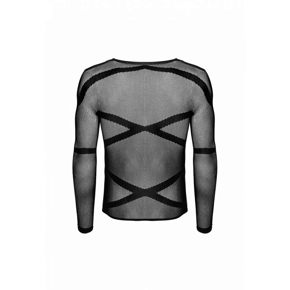 Koszulka męska z długim rękawem Obsessive T101 w kolorze czarnym