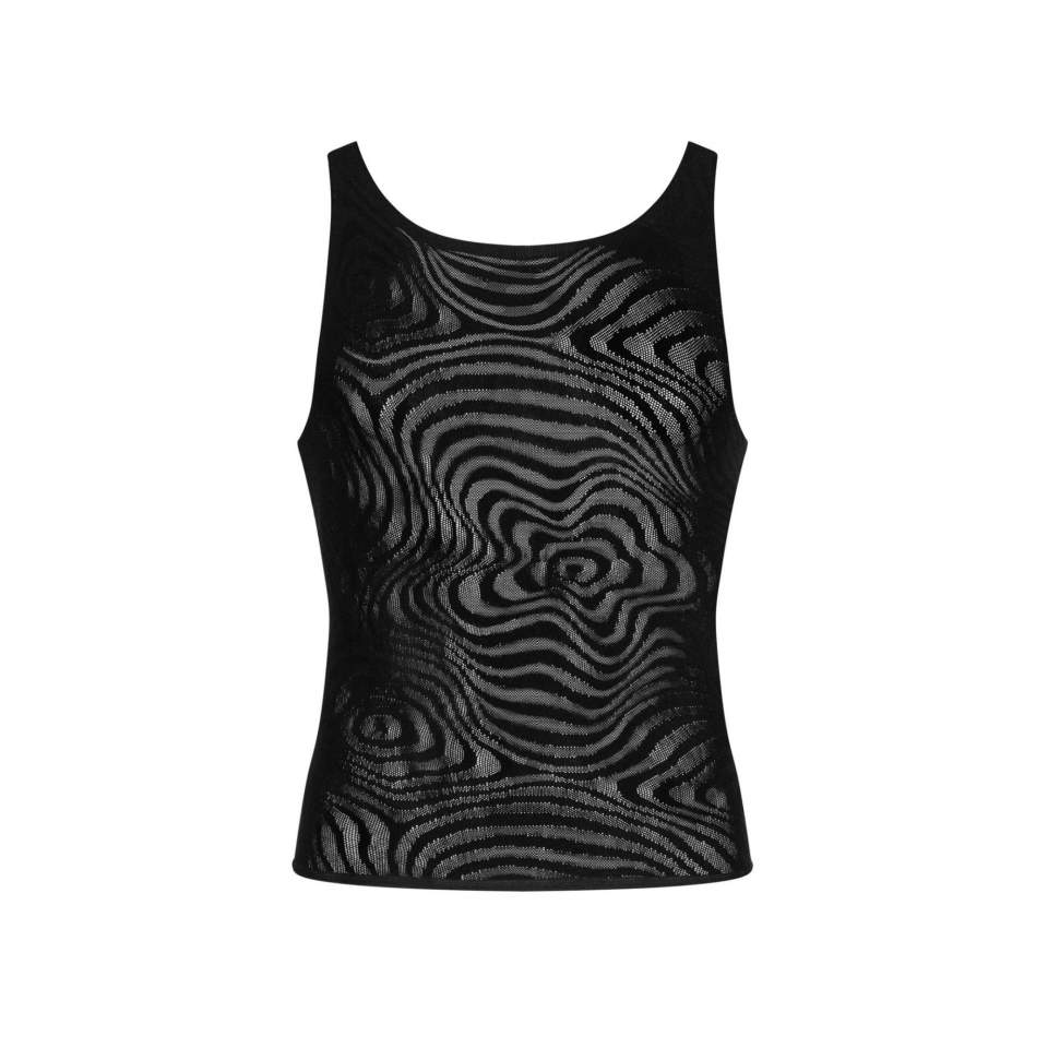 Seksowna czarna koszulka męska bez rękawów Obsessive T103 w kolorze czarnym