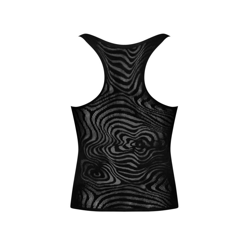 Seksowna czarna koszulka męska bez rękawów Obsessive T103 w kolorze czarnym