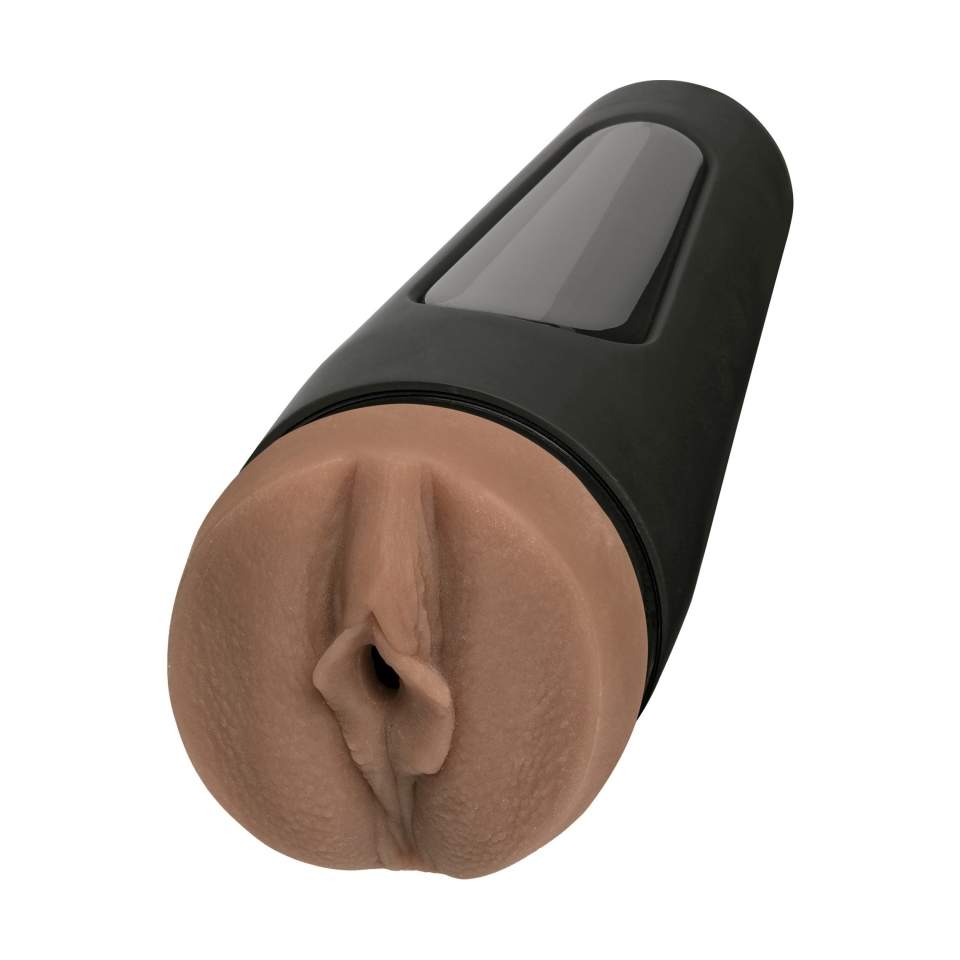 Masturbator dla mężczyzn w twardej obudowie umożliwiający kontrolowanie siły ssania i ściśnięcia 22,1cm- Honey Gold