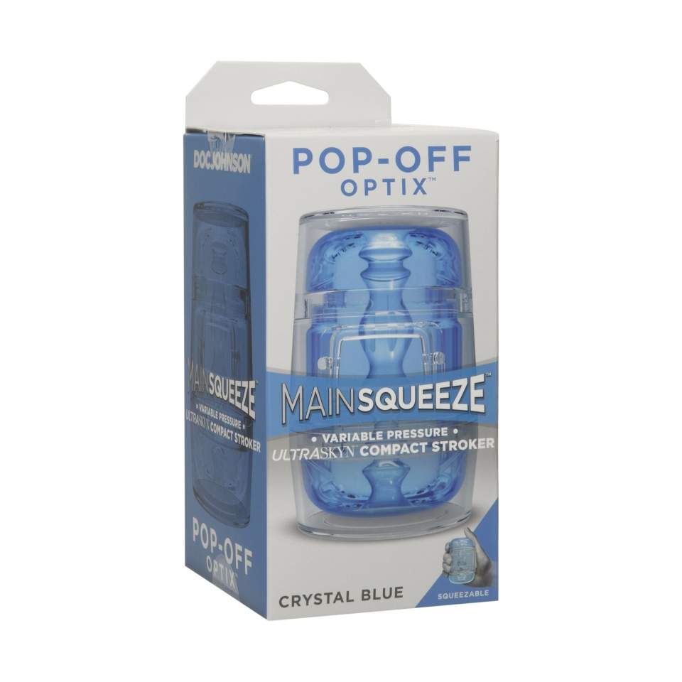 Przeźroczysty masturbator w twardej obudowie umożliwiający kontrolowanie siły ssania i ściśnięcia w wersji podróżej