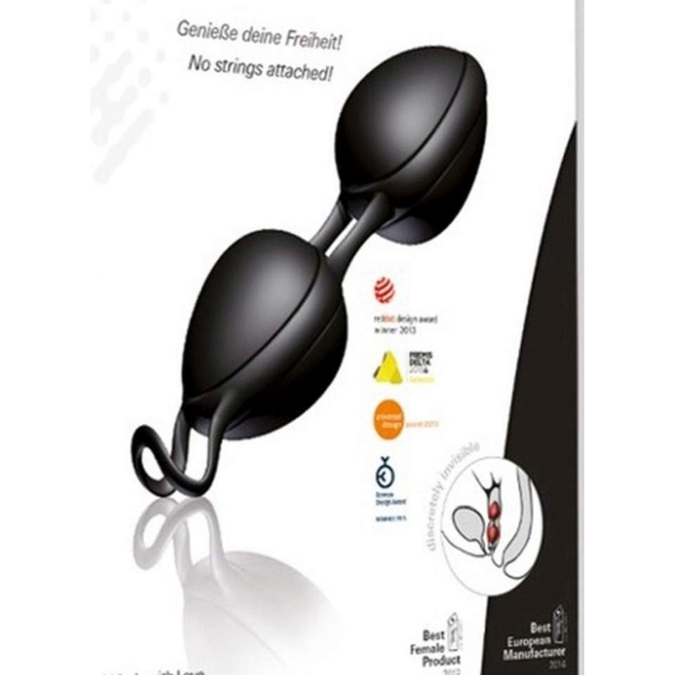 Czarne silikonowe kulki gejszy z wibracjami do stymulacji i treningu mięśni Kegla – 88 g