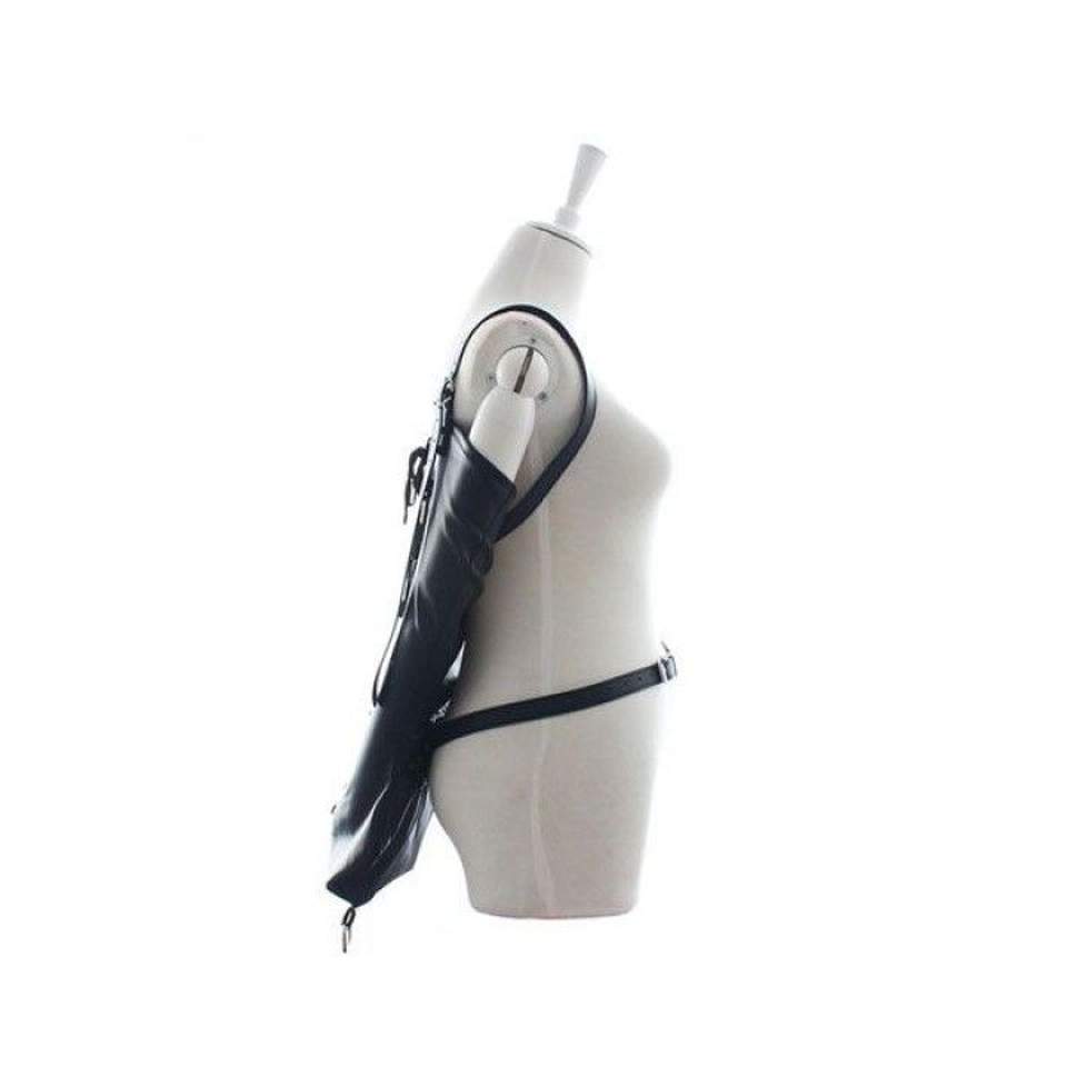 Czarne skórzane uzbrojenie ramion z regulacją