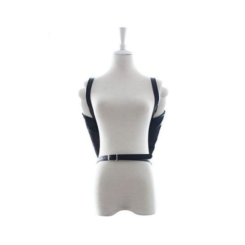 Czarne skórzane uzbrojenie ramion z regulacją