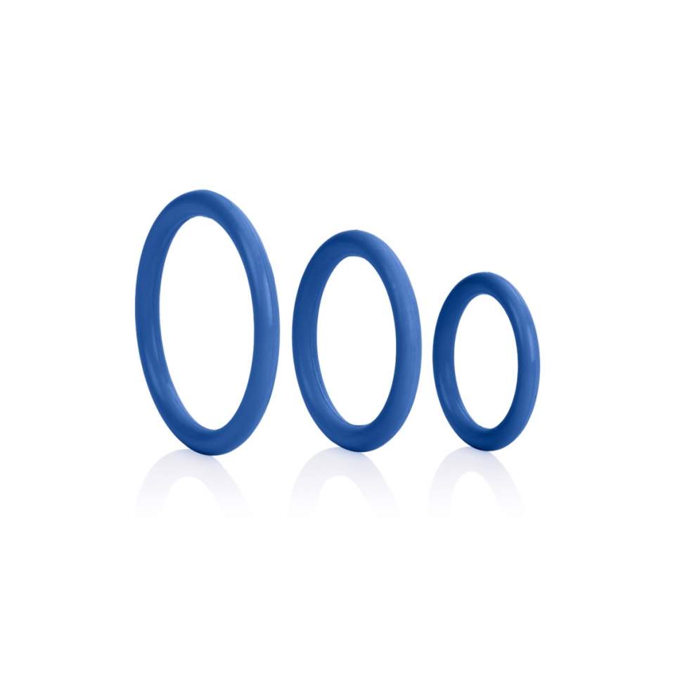 Zestaw trzech niebieskich pierścieni erekcyjnych - średnica do 4,5 cm