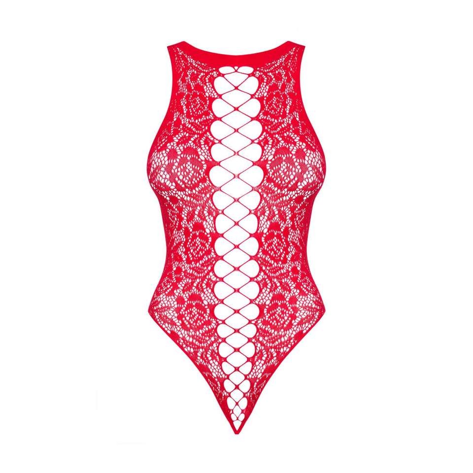 Body Obsessive B120 z czerwonej przeźroczystej koronki