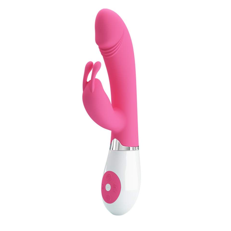 Różowy silikonowy wibrator w postaci króliczka