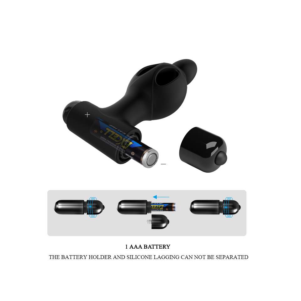 Czarny wibrujący korek analny z silikonu dla par – 10 wibracji