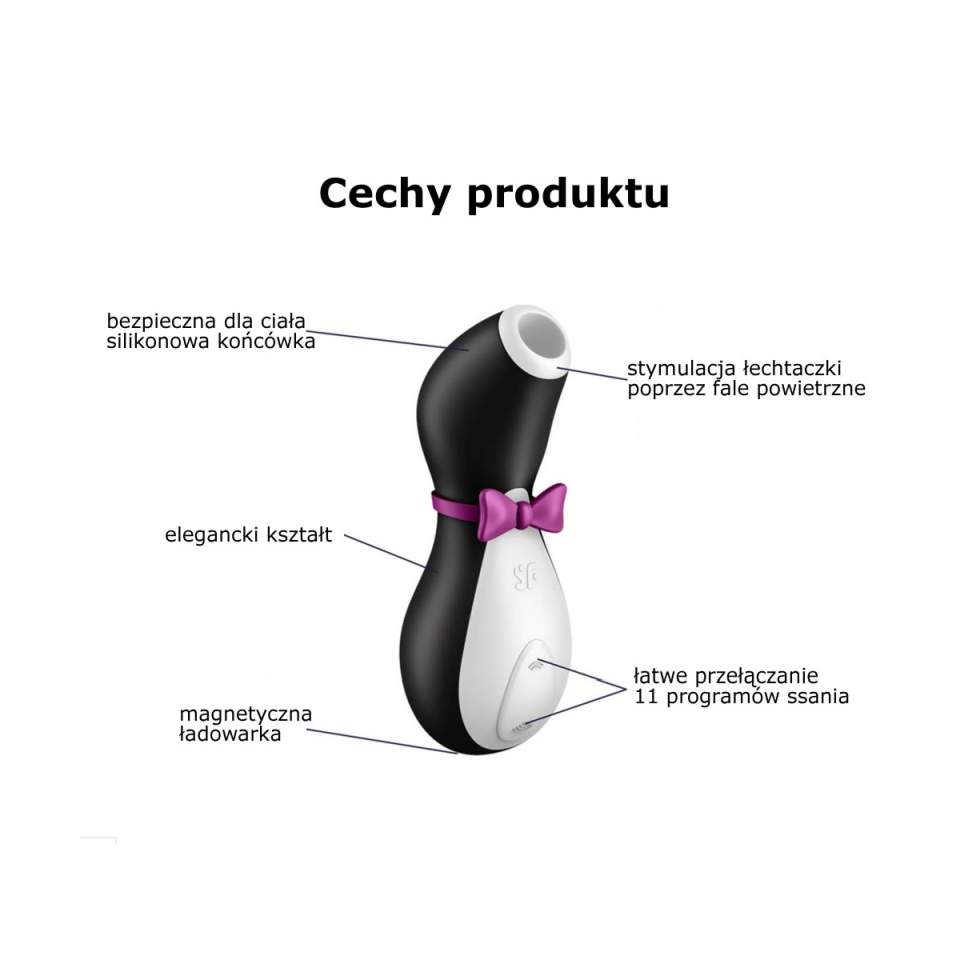Bezdotykowy masażer łechtaczki z falą ciśnieniową Penguin Satisfyer Pro