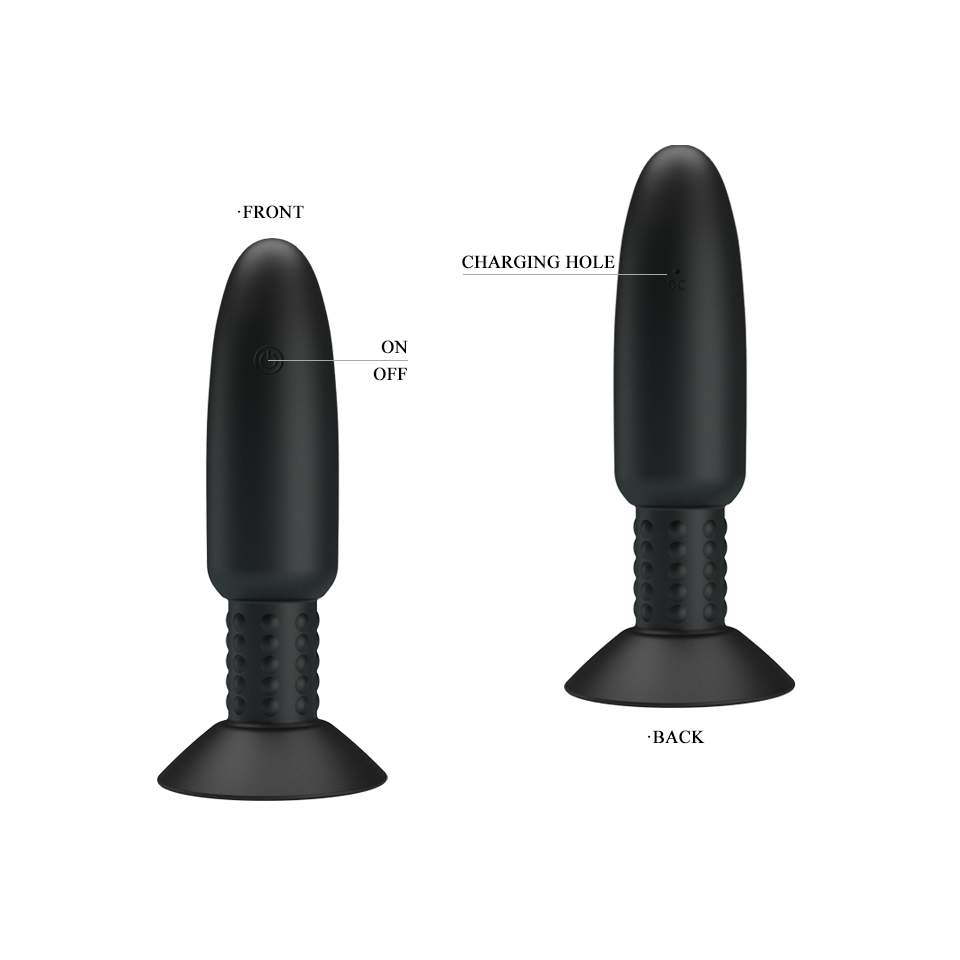 Czarny wibrujący korek analny z rotacją sterowany pilotem – 3,6 mm