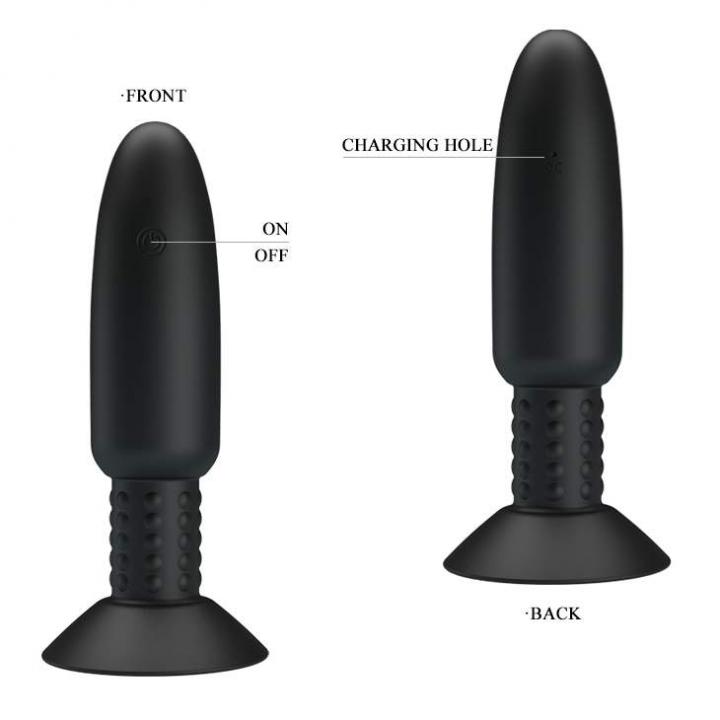 Czarny wibrujący korek analny z rotacją sterowany pilotem – 3,6 mm