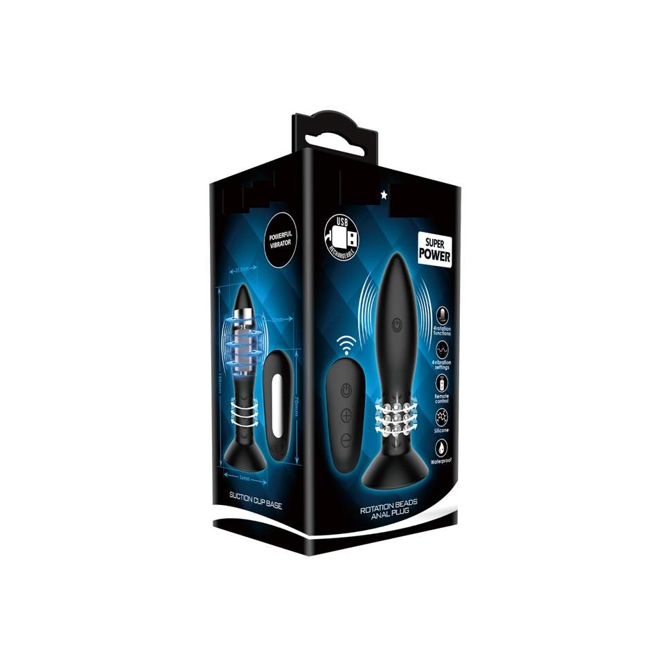 Czarny wibrujący korek analny z pilotem – 3,5 cm