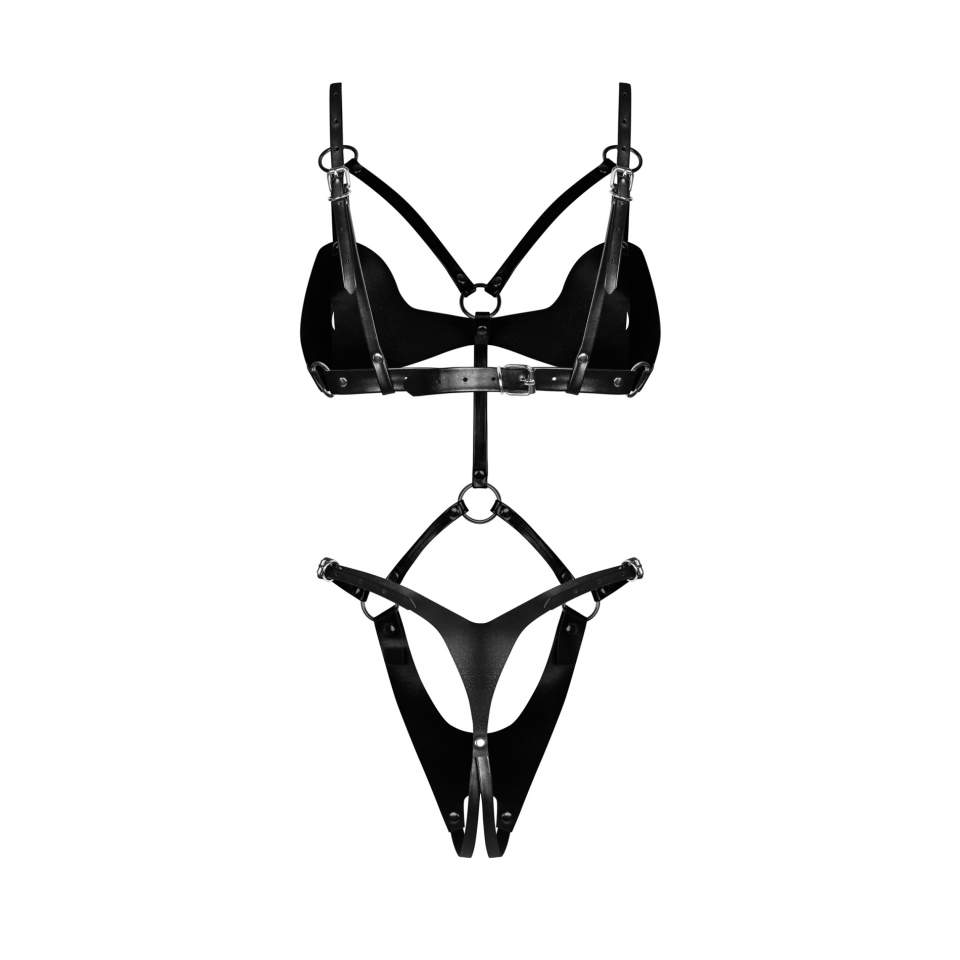 Skórzane body z otwartym krokiem marki Obsessive Dame Controle