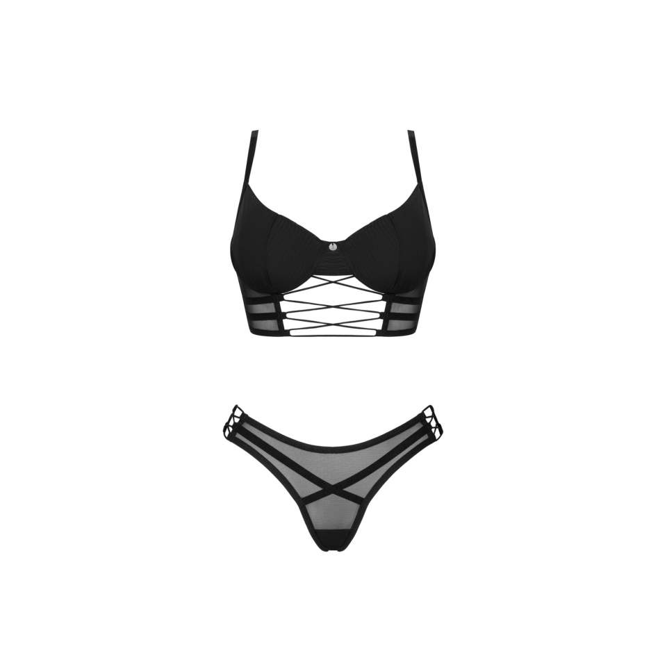 Drapieżny czaqrny 2-częściowy komplet Obsessive Roxelia