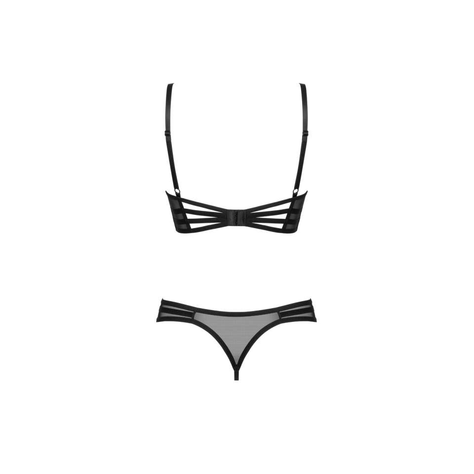 Drapieżny otwarty czarny 2-częściowy komplet Obsessive Roxelia