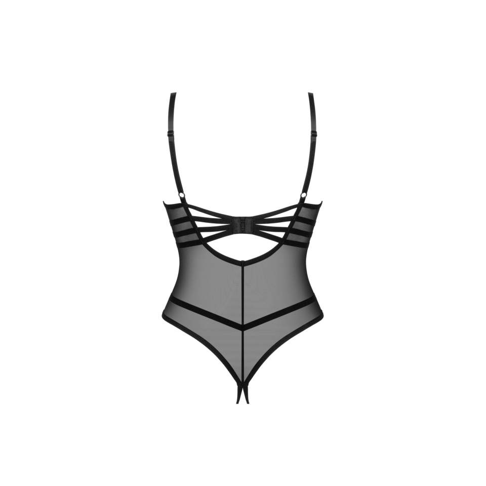 Drapieżne otwarte czarne body Obsessive Roxelia