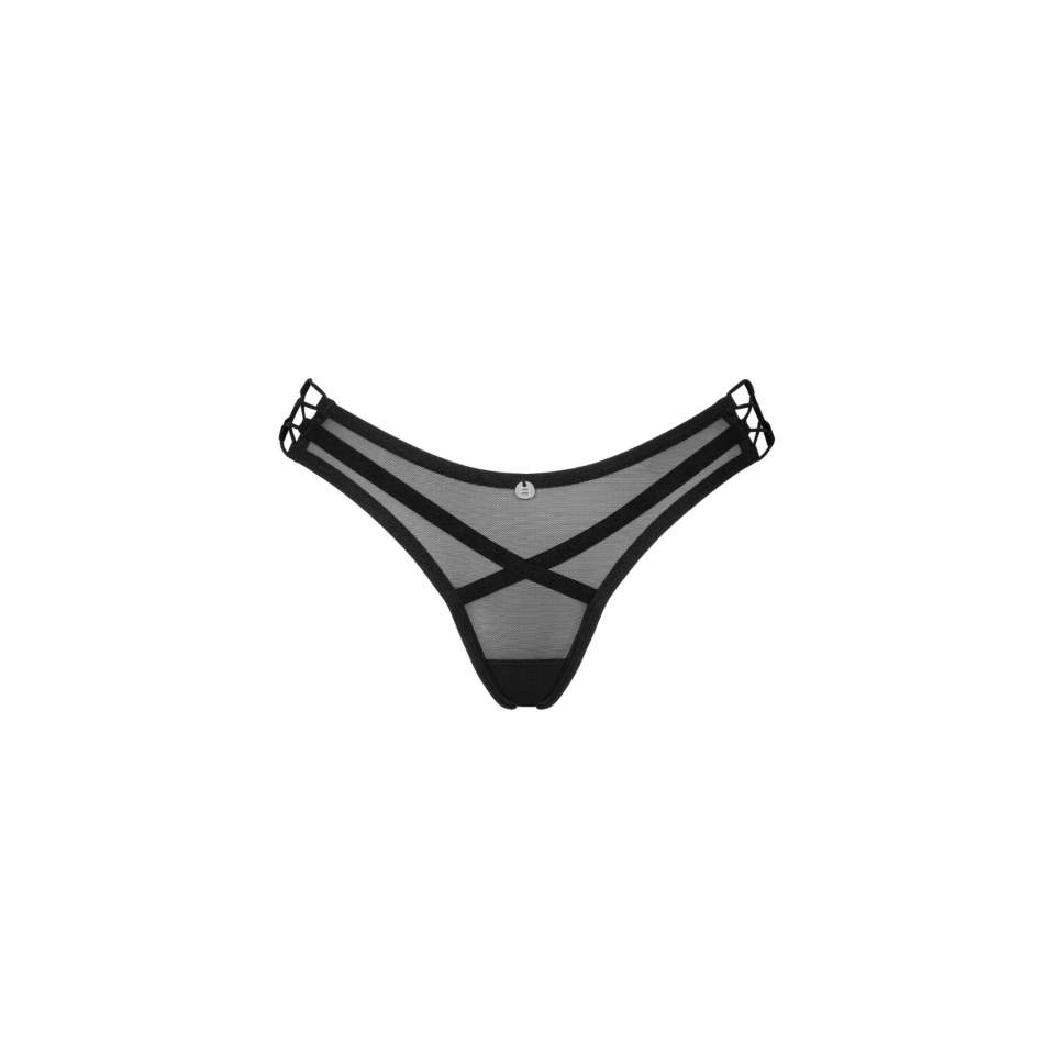 Zmysłowe i eleganckie czarne stringi Obsessive Roxelia