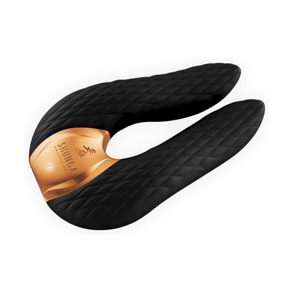 Luksusowy podwójny wibrator z 2 elastycznymi wibro-palcami wykonany z silikonu w kolorze czarnym