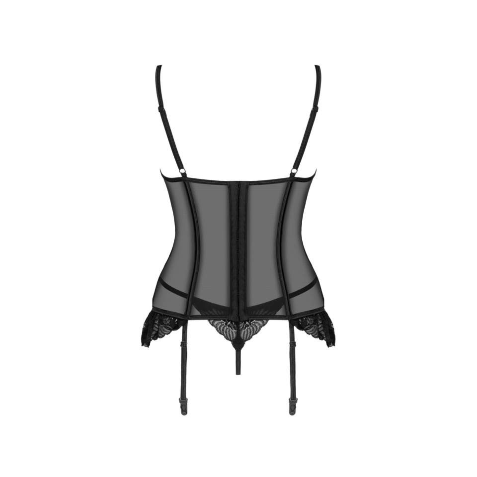 Koronkowy czarny gorset ze stringami Obsessive Serena Love