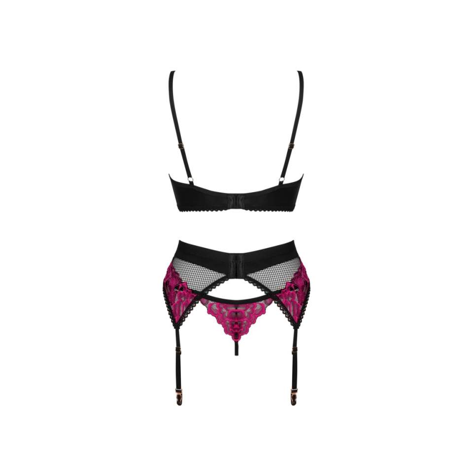 Romantyczny komplet 3-częściowy z motywem kwiatowym Obsessive Rosenty