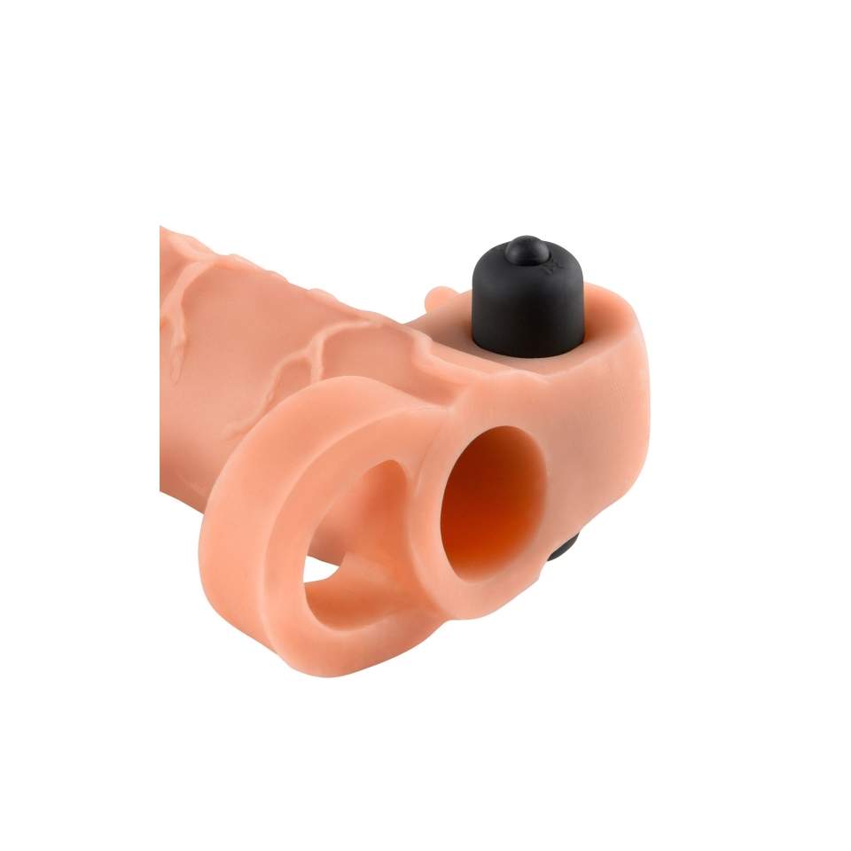 Cielista nakładka realistyczna  na penisa z wibracjami – wydłuża o 5 cm