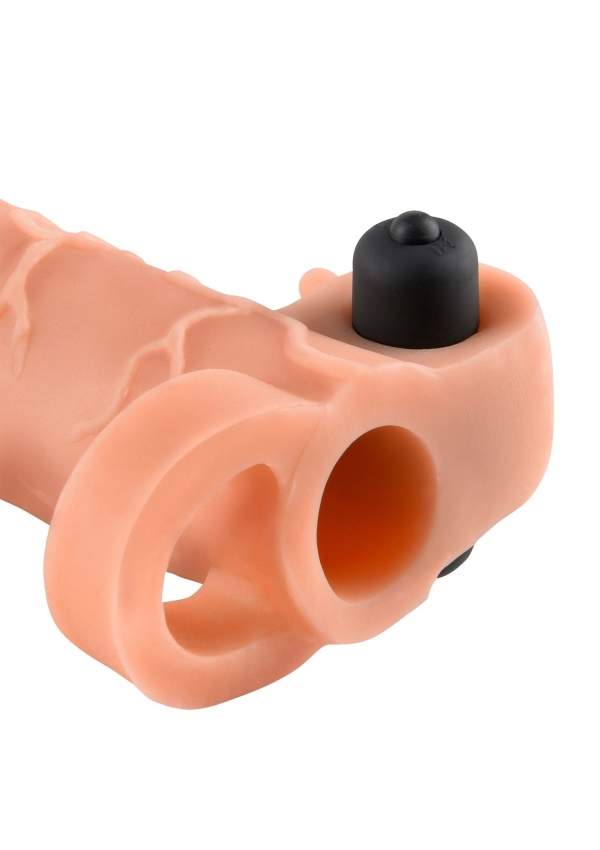Cielista nakładka realistyczna  na penisa z wibracjami – wydłuża o 5 cm