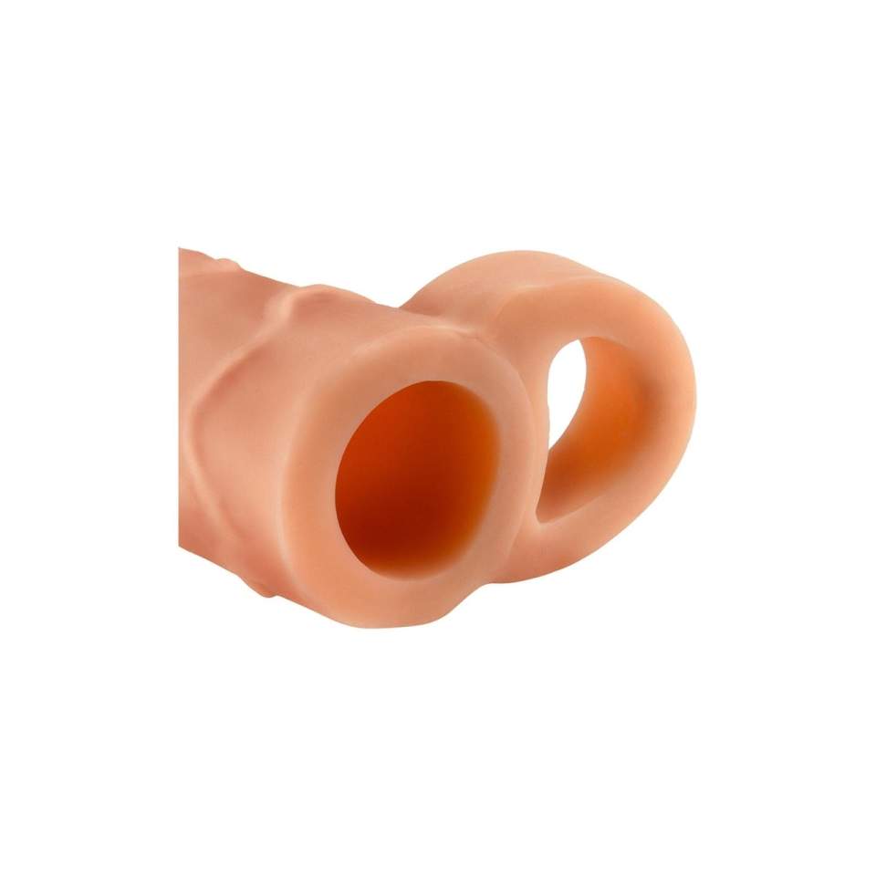 Cielista nakładka realistyczna na penisa z paskiem na jadra- wydłuża o 2,5 cm