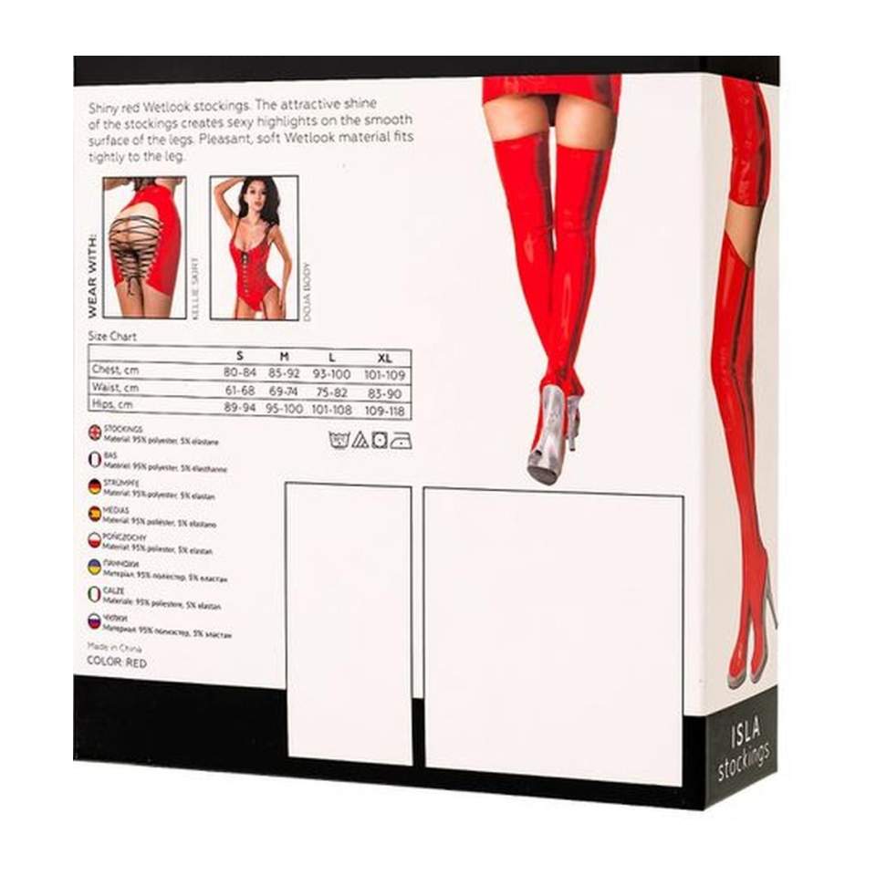 Połyskujące czerwone pończochy Wetlook Glossy Isla