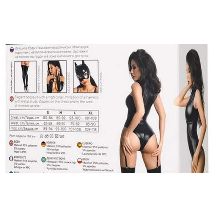 Zmysłowe body wykonane z połyskującego materiału Wetlook Glossy Adriana